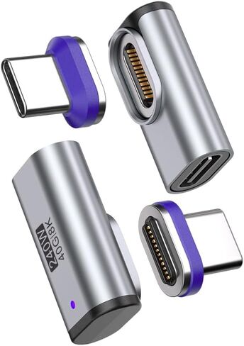 24pin 240W USB C محول مغناطيسي الزاوية اليمنى (2 حزمة) USB C إلى محول USBC مع USB4 40GBPS 8K 60Hz ، Type C Connector 90 درجة لـ Thunderbolt 3/4 ، MA-Book Pro/Air Switch ، Tablet More Type C Device in Kuwait
