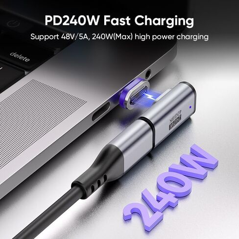 24pin 240W USB C محول مغناطيسي الزاوية اليمنى (2 حزمة) USB C إلى محول USBC مع USB4 40GBPS 8K 60Hz ، Type C Connector 90 درجة لـ Thunderbolt 3/4 ، MA-Book Pro/Air Switch ، Tablet More Type C Device in Kuwait