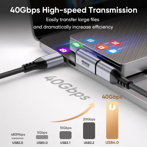 24pin 240W USB C محول مغناطيسي الزاوية اليمنى (2 حزمة) USB C إلى محول USBC مع USB4 40GBPS 8K 60Hz ، Type C Connector 90 درجة لـ Thunderbolt 3/4 ، MA-Book Pro/Air Switch ، Tablet More Type C Device in Kuwait