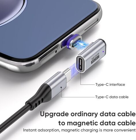 24pin 240W USB C محول مغناطيسي الزاوية اليمنى (2 حزمة) USB C إلى محول USBC مع USB4 40GBPS 8K 60Hz ، Type C Connector 90 درجة لـ Thunderbolt 3/4 ، MA-Book Pro/Air Switch ، Tablet More Type C Device in Kuwait