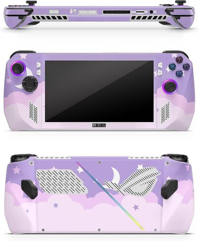 ZOOMHITSKINS Compatible for Asus Ally Rog X (2024) Skin, Pastel Purple Moon Star Cloud Kawaii Cute Anime Cartoon, Durable 3M Vinyl Sticker, Made in The USA in Saudi Arabia