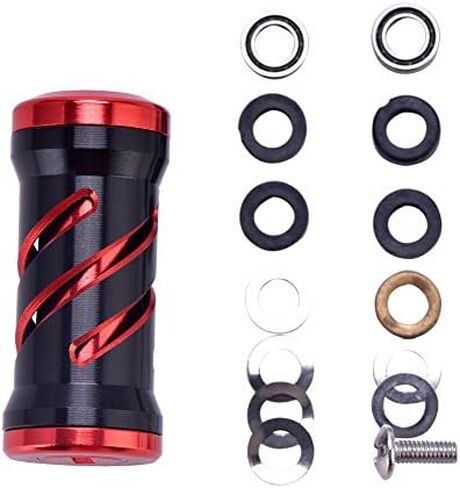 Fishing Knob Metal Reel Handle Knob with Fittings Replacement Parts Fishing for Spinning Reels(Black+Red) in Saudi Arabia