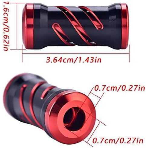 Fishing Knob Metal Reel Handle Knob with Fittings Replacement Parts Fishing for Spinning Reels(Black+Red) in Saudi Arabia