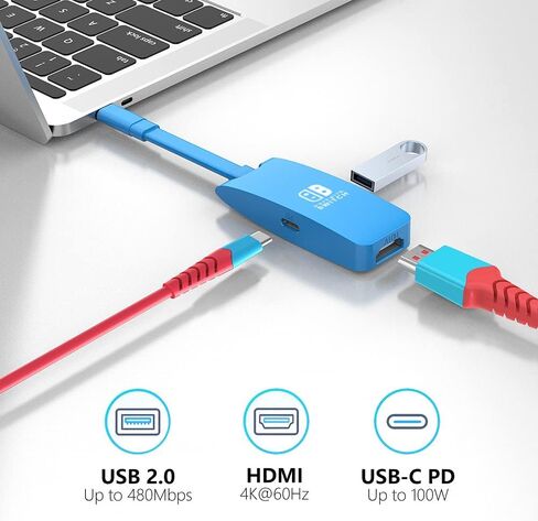 G Gopala استبدال لـ Nintendo Switch Dock ، 4K@60Hz Switch Dock ، محطة إرساء التبديل المحمولة للتلفزيون ، Dock 1080P 60Hz TV لـ Nintendo Switch/OLED Steam Deck-Red in Kuwait