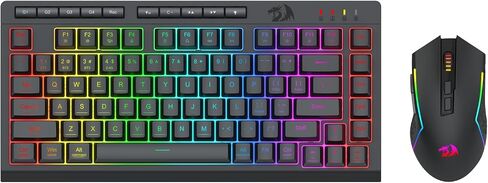 Redragon Wireless Gaming Keyboard and Mouse Combo, Bluetooth/2.4G/USB-C, RGB Backlit, Macro Keys, Rechargeable, Software Support, 75% Portable Quiet Membrane Keyboard & 12800 DPI Mouse in Saudi Arabia