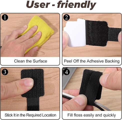 50 Pcs per Pack，Self Adhesive Hook and Loop Cable Straps, Hook and Loop Cable Ties,Sticky-Back Cord Organizer, Cable Clip, Household & Office Essentials in Saudi Arabia