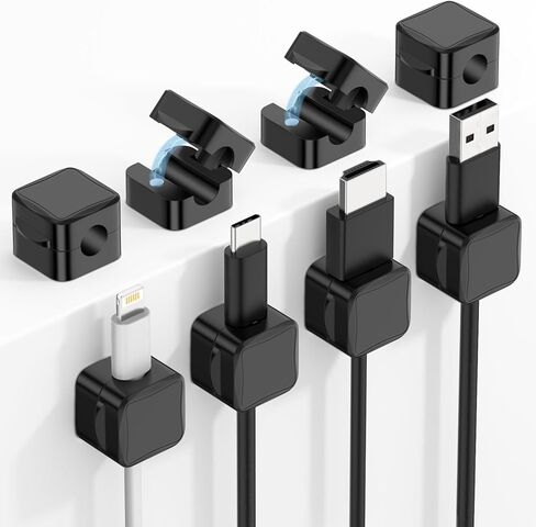 Moko 6 Pack Magnetic Cable Clips ، تحت إدارة الكابلات المكتبية ، حامل الحبل المغناطيسي اللاصق ، منظم حارس سلك الحبل المغناطيسي من أجل Nightstand Desk Office Car Glass ، ORG+PPL+Blu in Saudi Arabia