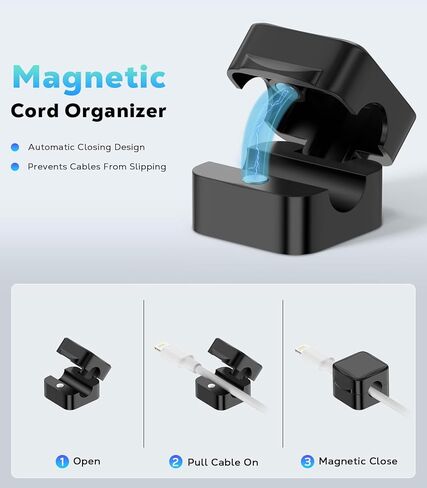 Moko 6 Pack Magnetic Cable Clips ، تحت إدارة الكابلات المكتبية ، حامل الحبل المغناطيسي اللاصق ، منظم حارس سلك الحبل المغناطيسي من أجل Nightstand Desk Office Car Glass ، ORG+PPL+Blu in Saudi Arabia
