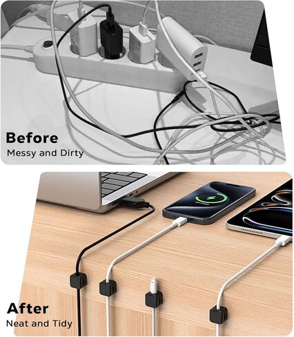 Moko 6 Pack Magnetic Cable Clips ، تحت إدارة الكابلات المكتبية ، حامل الحبل المغناطيسي اللاصق ، منظم حارس سلك الحبل المغناطيسي من أجل Nightstand Desk Office Car Glass ، ORG+PPL+Blu in Saudi Arabia