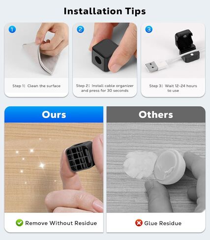 Moko 6 Pack Magnetic Cable Clips ، تحت إدارة الكابلات المكتبية ، حامل الحبل المغناطيسي اللاصق ، منظم حارس سلك الحبل المغناطيسي من أجل Nightstand Desk Office Car Glass ، ORG+PPL+Blu in Saudi Arabia