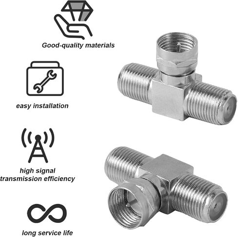 2pcs الخائن الكابل المحوري ، سبائك الزنك Aerial Coax Splitter 2 in 1 Out F-type RG6 Male إلى محول موصل الكابلات ثنائي الاتجاه ثنائي الاتجاه للهوائيات التلفزيونية ، موالف القمر الصناعي ، VCR ، CCTV in Saudi Arabia