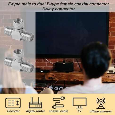 2pcs الخائن الكابل المحوري ، سبائك الزنك Aerial Coax Splitter 2 in 1 Out F-type RG6 Male إلى محول موصل الكابلات ثنائي الاتجاه ثنائي الاتجاه للهوائيات التلفزيونية ، موالف القمر الصناعي ، VCR ، CCTV in Saudi Arabia