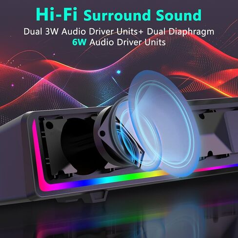 Redragon GS516 مكبر صوت الكمبيوتر ، Bluetooth/USB سلكية الاتصال المزدوج الصوتية - صوتي واضح مع إضاءة الخلفية المزامنة مصارعة الصوت ، مقبض الصوت ، USB مدعوم من الكمبيوتر/التلفزيون/الكمبيوتر اللوحي ، الأسود in Saudi Arabia
