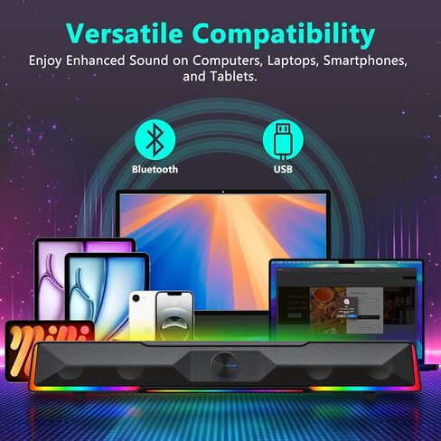 Redragon GS516 مكبر صوت الكمبيوتر ، Bluetooth/USB سلكية الاتصال المزدوج الصوتية - صوتي واضح مع إضاءة الخلفية المزامنة مصارعة الصوت ، مقبض الصوت ، USB مدعوم من الكمبيوتر/التلفزيون/الكمبيوتر اللوحي ، الأسود in Saudi Arabia