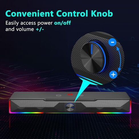 Redragon GS516 مكبر صوت الكمبيوتر ، Bluetooth/USB سلكية الاتصال المزدوج الصوتية - صوتي واضح مع إضاءة الخلفية المزامنة مصارعة الصوت ، مقبض الصوت ، USB مدعوم من الكمبيوتر/التلفزيون/الكمبيوتر اللوحي ، الأسود in Saudi Arabia