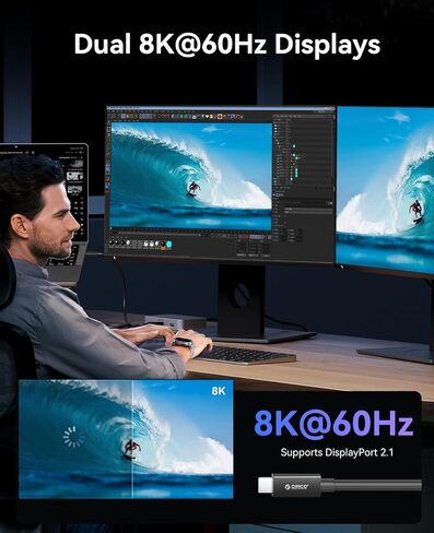 ORICO 80Gbps Bidirectional USB-C Cable, 120Gbps Unidirectional for Dual 8K@60Hz Video, 240W Fast Charging, 4.9FT - Compatible with Thunderbolt 5/4/3, USB4 & USB-C Devices in Saudi Arabia