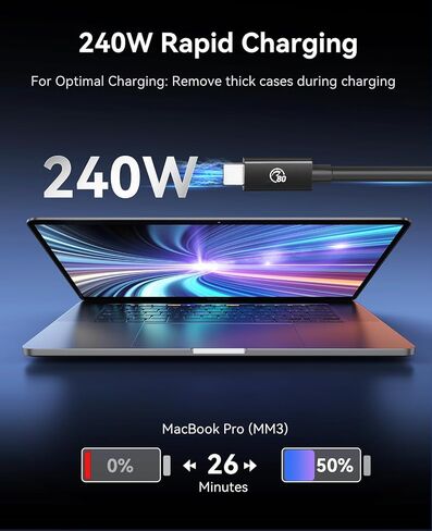 ORICO 80Gbps Bidirectional USB-C Cable, 120Gbps Unidirectional for Dual 8K@60Hz Video, 240W Fast Charging, 4.9FT - Compatible with Thunderbolt 5/4/3, USB4 & USB-C Devices in Saudi Arabia