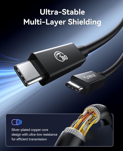 ORICO 80Gbps Bidirectional USB-C Cable, 120Gbps Unidirectional for Dual 8K@60Hz Video, 240W Fast Charging, 4.9FT - Compatible with Thunderbolt 5/4/3, USB4 & USB-C Devices in Saudi Arabia
