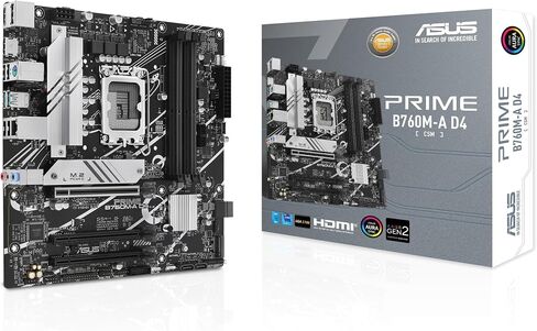 ASUS PRIME B760M-A D4-CSM Intel B760 (LGA 1700) MATX CSM Motherboard ، PCIE 4.0 ، DDR4 ، 2X M.2 ، 2.5GB LAN ، DP ، 2X HDMI ، SATA 6 GBPS ، USB Type-C ، Aura Sync ، ASUS Control Center Express in Saudi Arabia