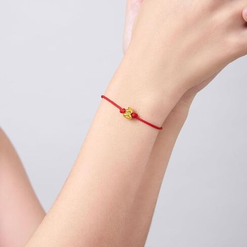 ZHOU LIU FU 24K Solid Gold Bracelets, Real Pure Gold Jewelry Adjustable Gourd Red Braided Bracelets for Women Men Teen Girls in Kuwait
