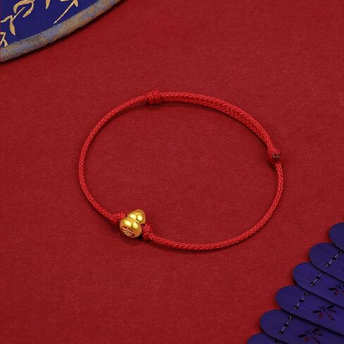 ZHOU LIU FU 24K Solid Gold Bracelets, Real Pure Gold Jewelry Adjustable Gourd Red Braided Bracelets for Women Men Teen Girls in Kuwait
