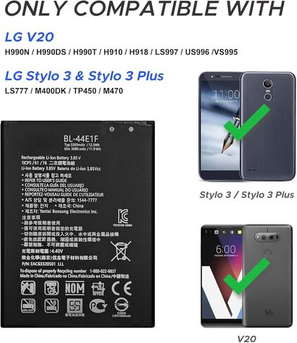الانصهار الأخضر لـ LG Stylo 3 / Stylo 3 بالإضافة إلى بطارية بديلة جديدة ، BL-44E1F بطارية H918 H910 LS997 US996 VS995 V995 مع أدوات الإصلاح in Saudi Arabia