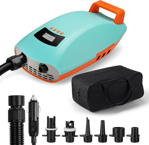 مضخة لوح التجديف Swonder Seawolf، مضخة هواء كهربائية أسرع بنسبة 30% 20 رطل لكل بوصة مربعة SUP مع أسطوانة مزدوجة، نظام تبريد نشط ومرحلة مزدوجة، تدعم 4 SUPs في صف واحد، خيار 3 ألوان in Kuwait