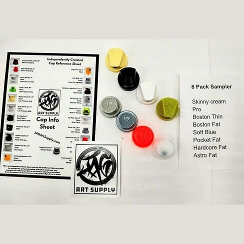 Spray Paint Caps - Skinny to Fat 8pc Sampler Pack Fits Female Cans: Molotow, Montana, Loop, Flame, MTN, DANG, Double A, Fresh Paint, Acme and Other Female Cans in Saudi Arabia