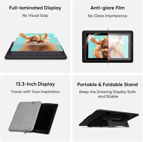 XPPen Upgraded Artist13.3 Pro V2 Drawing Tablet with Screen, 16384 Pen Pressure X3 Pro Stylus Pen Display, 99% sRGB Artist Drawing Glove 2-Fingers（Size M） in Saudi Arabia
