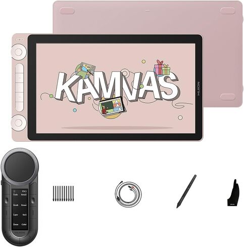 Huion kamvas 13 (Gen 3) رسم قرص رسم مع شاشة ، قرص فني كامل المصطلح بحجم 13.3 بوصة مع زجاج مقاوم مضاد للسباركلي ، 99 ٪ SRGB ، Pentech 4.0 ، 16384 الضغط ، لوحة المفاتيح عن بعد Keydial ، dals مزدوجة ، وردي in Saudi Arabia