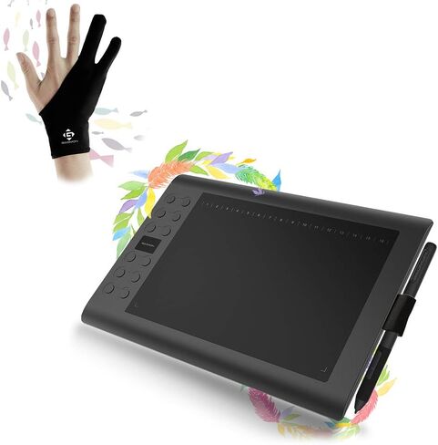 Gaomon M106K Pro 10 x 6.25 رسم رسومات رسم مع مراسيم 8192 مستويات مدعومة من القلم الخالي من البطارية لنظام التشغيل Windows/Mac/Android OS & Gaomon Two Finger Glove in Saudi Arabia