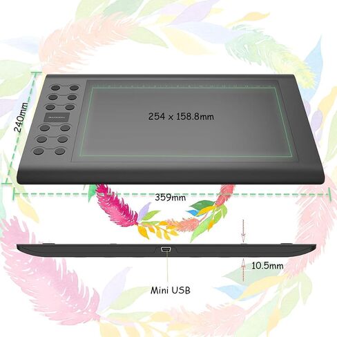 Gaomon M106K Pro 10 x 6.25 رسم رسومات رسم مع مراسيم 8192 مستويات مدعومة من القلم الخالي من البطارية لنظام التشغيل Windows/Mac/Android OS & Gaomon Two Finger Glove in Saudi Arabia