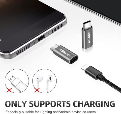 محول الإضاءة Arktek 2-Pack إلى USB-C I OS Lightning (أنثى) إلى USB من النوع C (ذكر)-محول شحن فقط (Gray ، USB-C إلى Lightning) in Kuwait
