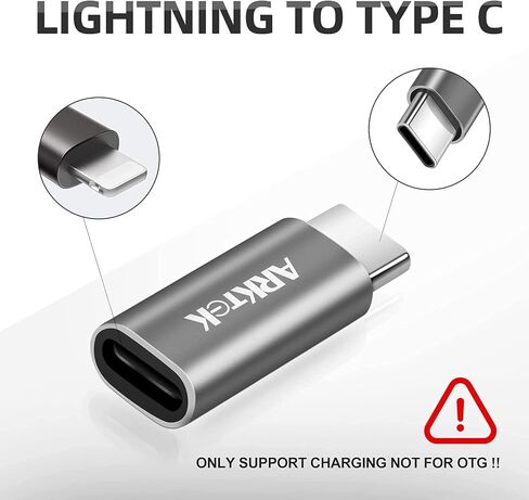 محول الإضاءة Arktek 2-Pack إلى USB-C I OS Lightning (أنثى) إلى USB من النوع C (ذكر)-محول شحن فقط (Gray ، USB-C إلى Lightning) in Kuwait
