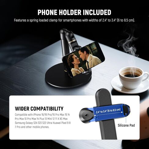 NEWER BASICS STAND للمكتب ، مشبك حامل الهاتف القابل للتعديل مع قاعدة معدنية مرجحة ، طاولة Office Phone Mount متوافق مع iPhone 16 15 Pro Max Plus Samsung لتسجيل الفيديو ، ST006 in Kuwait