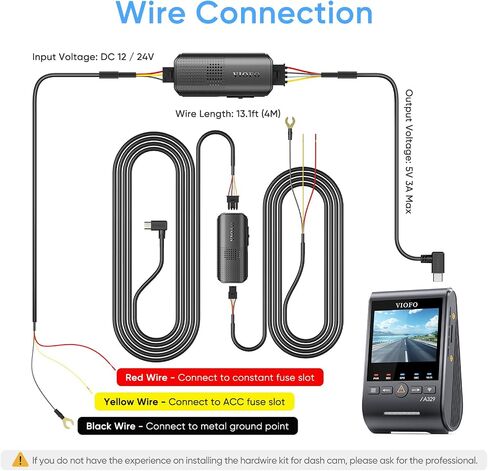 طقم Viofo Type-C HK6 ACC Hardwire مع 8pcs مجموعة FUSE FUSE كاملة لسلسلة A329S ، ودعم وضع وقوف السيارات الهجين ، وشاشة الجهد التلقائي ، واستهلاك الطاقة المنخفضة in Saudi Arabia