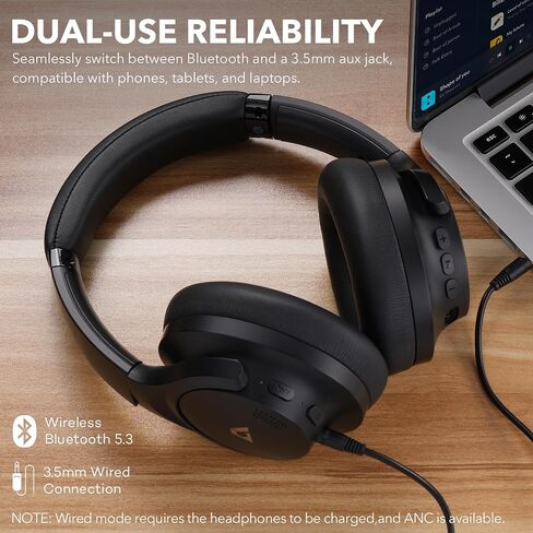 1MII Y8 سماعات إلغاء الضوضاء النشط ، سماعات الرأس اللاسلكية فوق Bluetooth 5.3 ، صوت LDAC HI-RES ، وقت اللعب 75 ساعة مع وضع شفاف للعمل/السفر/المنزل/المكتب in Saudi Arabia