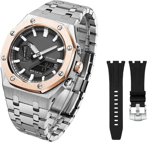 Metal Watch Band Band Mod Kit ， لـ GA2110 GM2100 الفولاذ المقاوم للصدأ مراقبة الملحقات البديل السيليكون in Kuwait