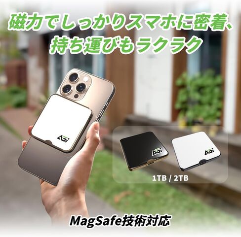 Agi EDM38 Magnetic Portable 1TB SSD ، 2050 MB/S Type-C USB 3.2 GEN 2X2 Storage (Black) ، سجل PRORE 4K ، محرك الحالة الصلبة الخارجية لـ iPhone 16/15 Pro Max ، الهاتف الذكي ، الكمبيوتر اللوحي ، الكمبيوتر المحمول in Kuwait
