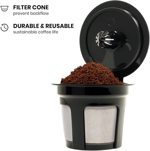 4 عبوات ROOGALUCKEED CUP القابلة لإعادة الاستخدام لـ Keurig ، Black BPA Free K-Cup Pod Filters ، فلاتر القهوة ذات الملء العالمي لـ 1.0 و 2.0 من صانعي القهوة in Kuwait