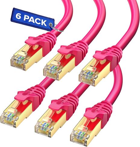 كابل Ethernet CAT7 2 قدم-6 حزمة من الأسلاك الرقعة الشبكة LAN عالية السرعة ، موصلات مطلية بالذهب RJ45 ، 600 ميجا هرتز ، 10 جيجابت في الثانية-لجهاز التوجيه ، المودم ، الكمبيوتر ، الألعاب ، البث-الأبيض in Saudi Arabia