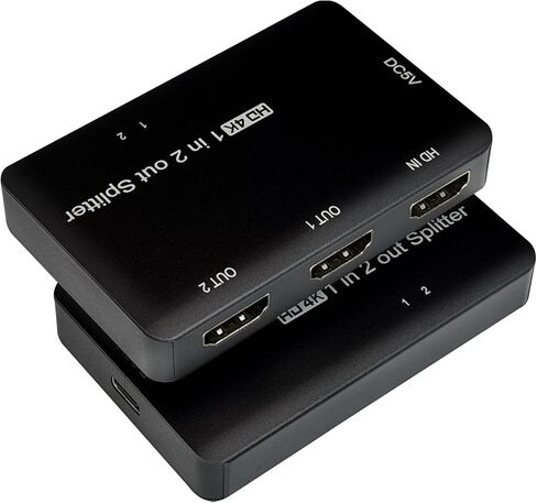 HDMI Splitter 1 in 2 Out 4K 60Hz, HDMI Duplicator Adapter-1 to 2 Output Simultaneously for 2 Displays, Support Full HD1080P 3D HDCP 1.4 for PS3/4, Blu-Ray DVD Player-Not for Extend in Kuwait