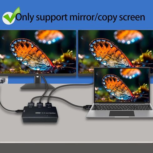 HDMI Splitter 1 in 2 Out 4K 60Hz, HDMI Duplicator Adapter-1 to 2 Output Simultaneously for 2 Displays, Support Full HD1080P 3D HDCP 1.4 for PS3/4, Blu-Ray DVD Player-Not for Extend in Kuwait