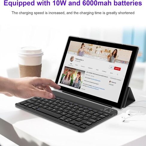 CUPEISI Android 15 Tablet 10.1 Inch 2 in 1 Tablets with Keyboard/Mouse/Case/Stylus, 8GB RAM+32GB ROM (Max 1TB), 1.8Ghz Quad-core Processor, 1280 * 800 IPS HD Touch Screen, 2.4G/5G Wifi6 BT 5.0 Tablet in Kuwait