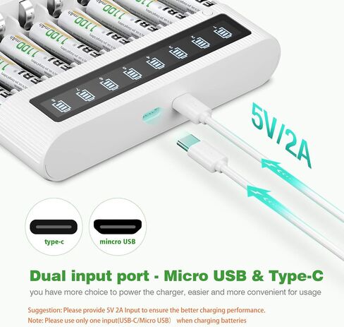 EBL 8 Bay Battery Charger with LCD Screen Discharge Function and 24 Packs AA Rechargeable Batteries Set in Saudi Arabia