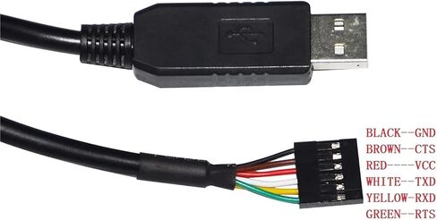 Industrial FT232RL USB UART TTL 5V 3V3 to 6PIN 0.1" Pitch Dupont Jumper Download Cable Compatible TTL-232R-5V TTL-232R-3V3(5m,TTL 3.3V 1X1 6P) in Saudi Arabia