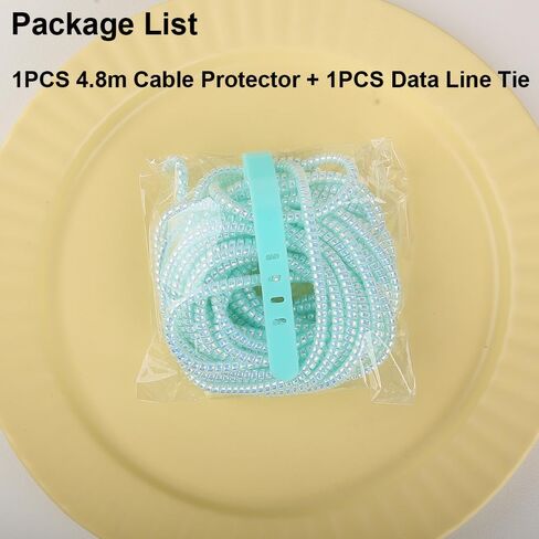 4.8M(15.75FT) Spiral Cable Protector, Multicolor Suitable for Most Phone/Pad/Laptop USB Wire Cord Savers Protection Cover Anti-Break Wrap Charger Data Line Cables Sleeves, Laser Blue in Kuwait