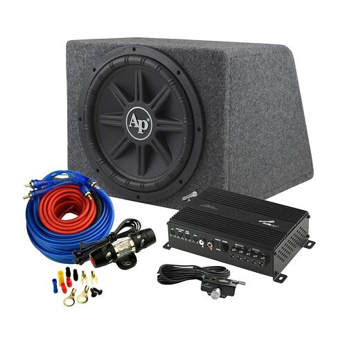 Audiopipe APSB-1211PX Single 1000 Watt 12 Inch Enclosed Car Audio Subwoofer Speaker, Micro Class D 500 Watt Amp, & 10 Gauge Wire Installation Kit in Saudi Arabia