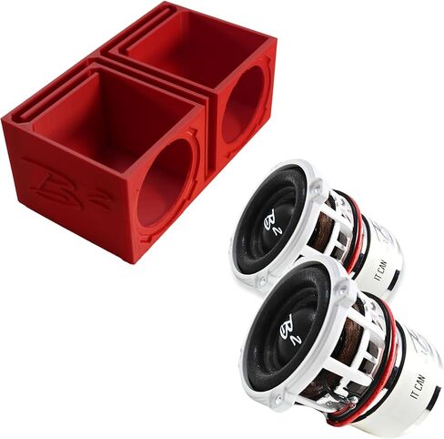 حاوية مربع مزدوجة نقل مزدوجة W/2x B2 Rampage RC2 2 "Mini Subwoofers (B2-DualVRC2-BK-PKG) in Kuwait
