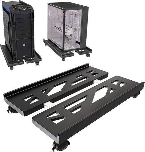 Pc Stand for Floor, Adjustable Computer Tower Stand for Carpet,Mobile CPU Stand with 4 Rolling Caster Wheels, PC Tower Stand Fits Most PC Under Desk-D-Black in Kuwait
